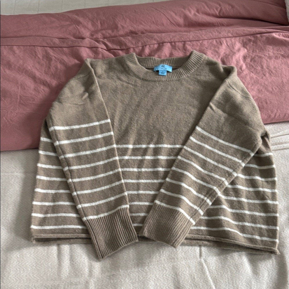 CeCe Tan and White Striped Sweater